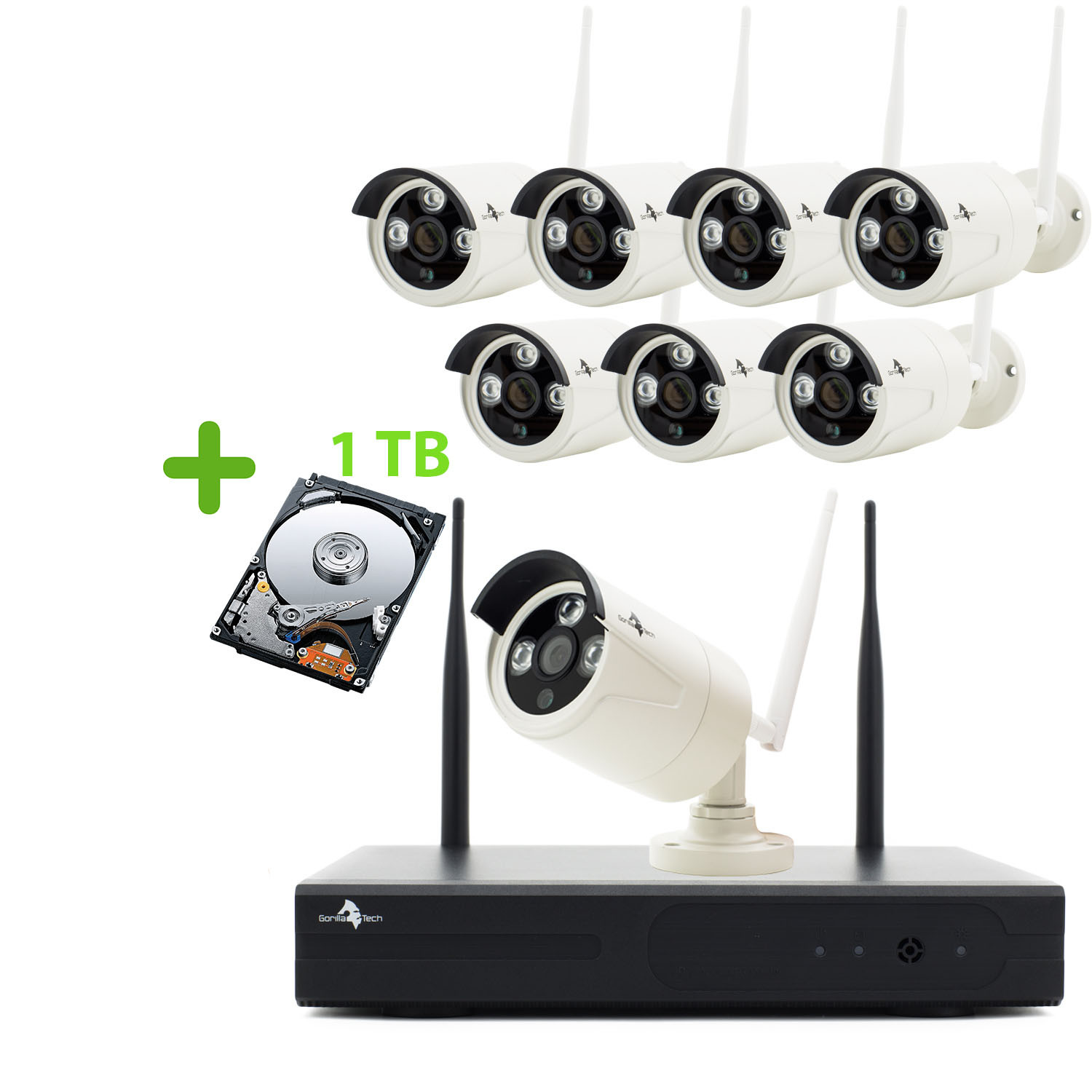 1080P Funk WLAN Audio Sicherheitssystem Überwachungs Kamera 8CH IP Set Außen 1TB 