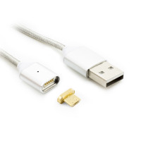 Magnetisches Micro USB Nylon Ladekabel 1m- Magnet-Kabel z.B. für Samsung, Huawei, Tablet, Powerbank, Navi usw.