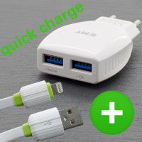 Schell Ladegerät USB Charger 2.1A mit Lade Kabel Ladegerät Quick Charge Netzteil